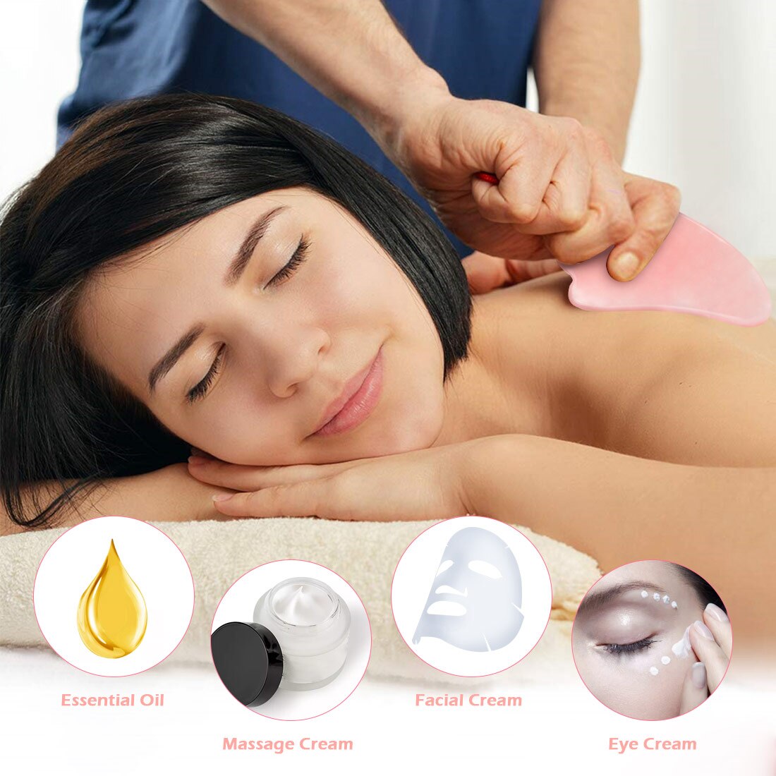 Massage Gua Sha Tools Natural Rose Quartz Stone